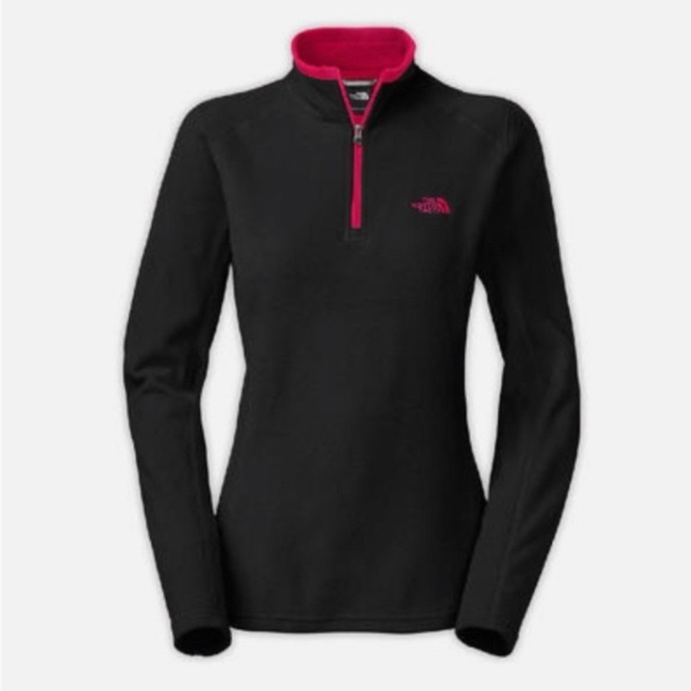 The North Face Black and Pink Quarter-Zip Pullover